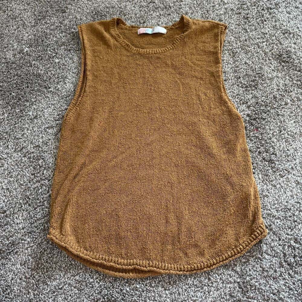 Free People Beach Sleeveless Knit Sweater Tank, Brown, Size XS